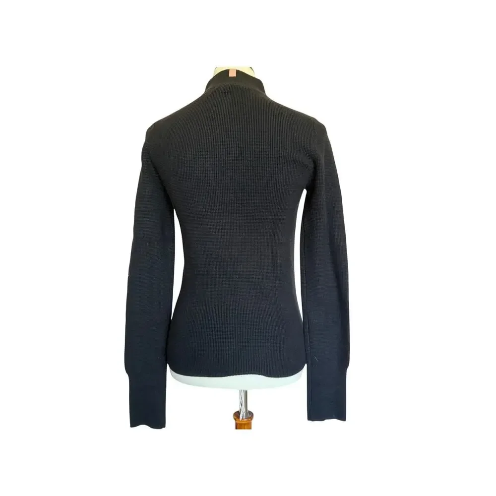 Lunya Waffle Knit Cotton Silk Blend Sweater - Black - Size Small